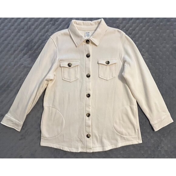 Blair Women's Button Front Cream Shirt Jacket Shacket Large NWOT Cozy Warm Soft - Picture 6 of 7
